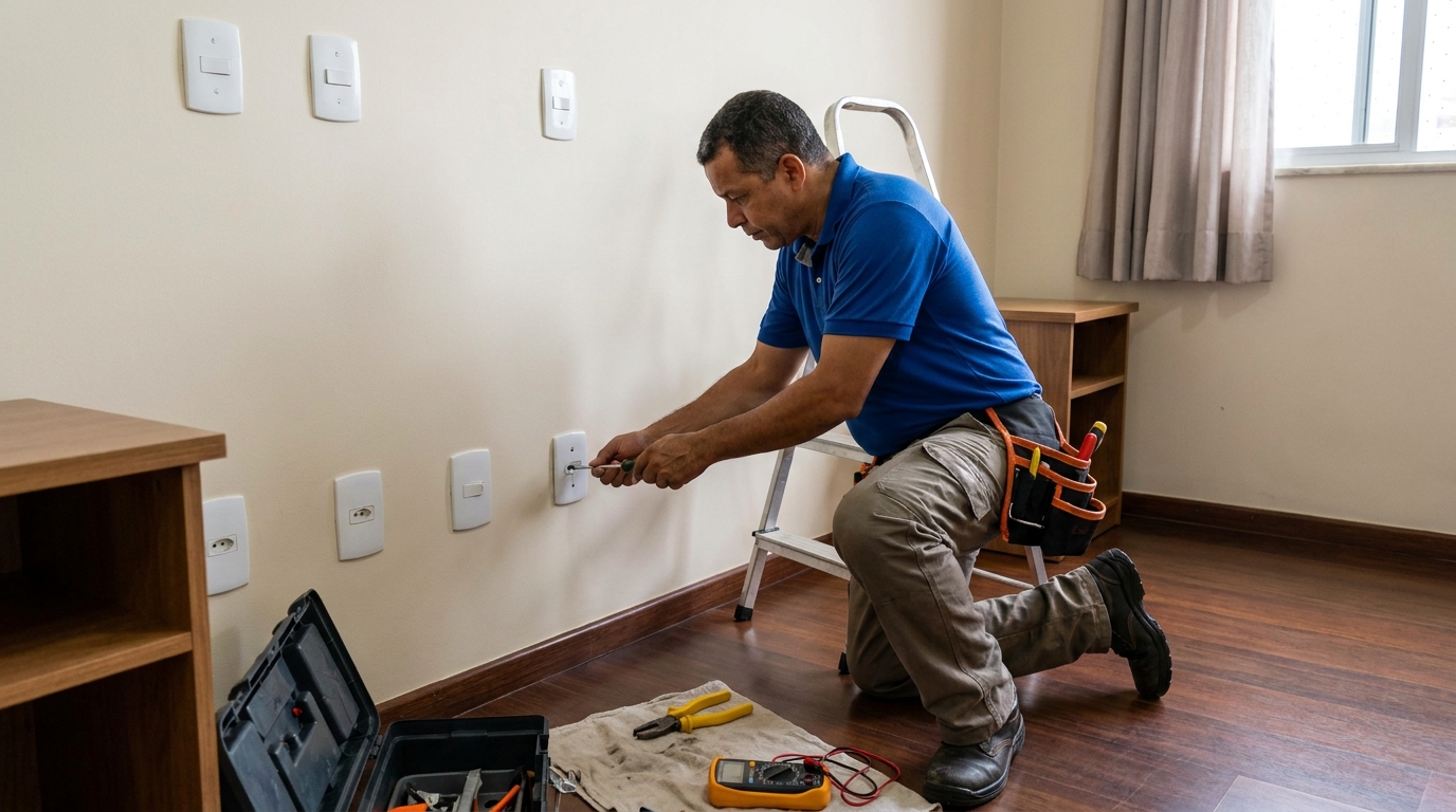 Instalacao de tomada e interruptor residencial em Cascavel‑PR